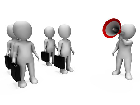 Manager With Megaphone Showing Management Or Salesmen Meetingの写真素材