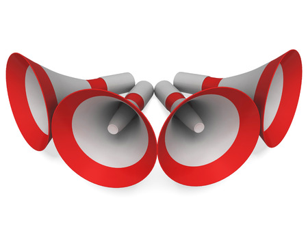 Megaphones Showing Announce Broadcast Announcing Or Loudspeakersの写真素材