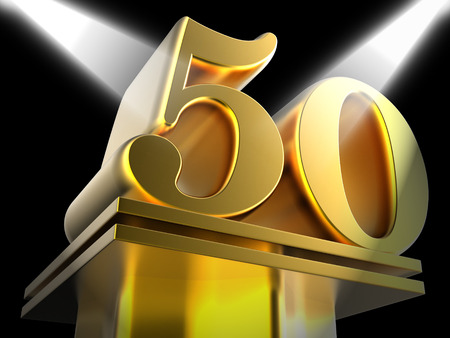 Golden Fifty On Pedestal Meaning Movie Awards Or Recognitionの写真素材