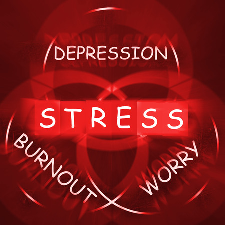 Stress Depression Worry and Anxiety Displaying Burnoutの写真素材