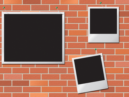 Brick Wall Showing Empty Space And Frameの写真素材