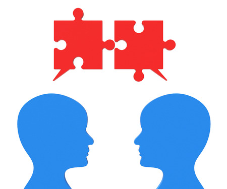 Speech Bubble Representing Jigsaw Puzzle And Talking
