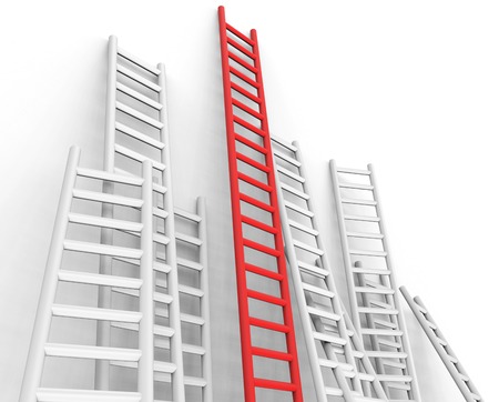Obstacle Ladders Indicating Conquering Adversity And Stepの写真素材