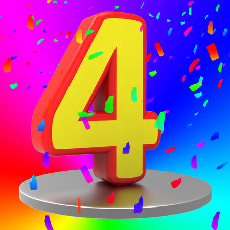 Anniversary Four Showing Birthday Party And Greetingsの写真素材