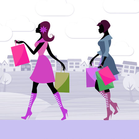 Women Shopping Showing Retail Sales And Adults Women Shopping Showing Retail Sales And Adults