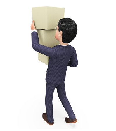 Businessman Carrying Boxes Representing Container Commerce And Tradeの写真素材