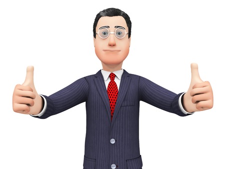 Thumbs Up Businessman Indicating All Right And Tradeの写真素材