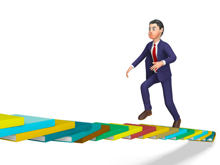 Businessman Going Up Indicating Ascend Succeed And Victoriousの写真素材