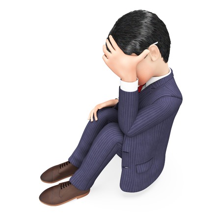 Businessman With Problems Representing Stumbling Block And Setbackの写真素材