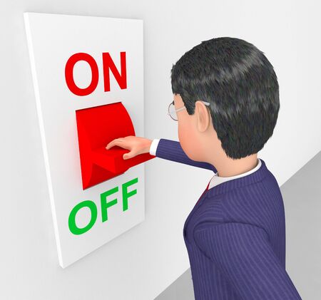 Businessman Turned Off Showing Conserve Energy And Bizの写真素材