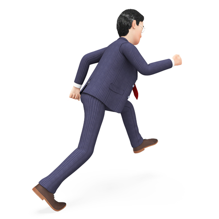 Businessman Walks Quickly Showing Saving Time And Strollの写真素材