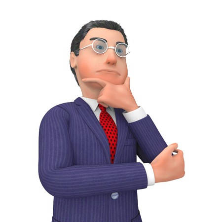 Businessman Thinking Representing Businessmen Idea And Contemplateの写真素材