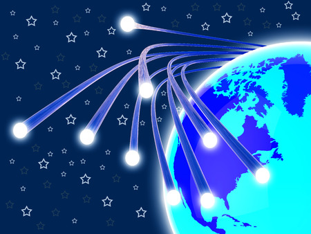 Optical Fiber Network Showing Global Communications And Websiteの写真素材