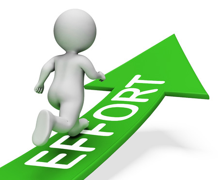 Effort Arrow Showing Elbow Grease And Guy 3d Renderingの素材 