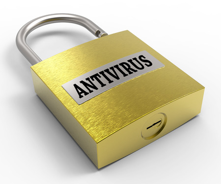 Antivirus Padlock Indicating Malicious Software And Unsafe 3d Renderingの写真素材