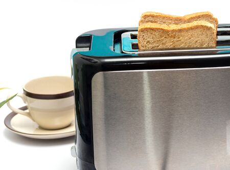 Bread Toaster Indicating Morning Meal And Breakfast