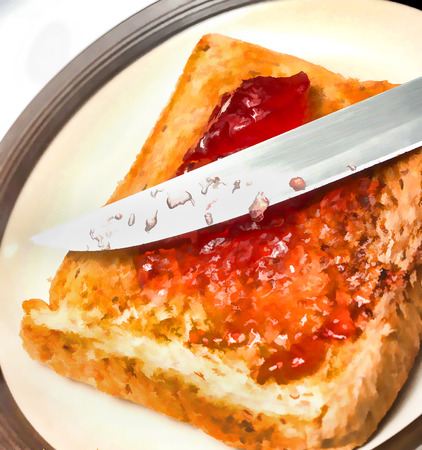 Jam On Toast Indicating Fruits Preserves And Sweetの写真素材