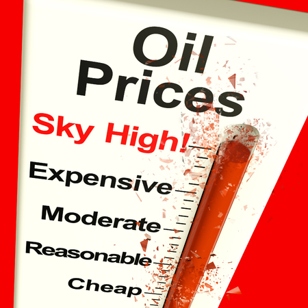 Oil Prices High Monitor Thermometer Showing Expensive Fuel 3d Renderingの写真素材