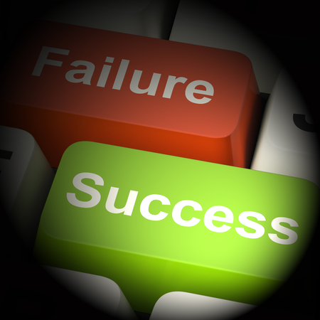 Success And Failure Computer Keys Shows Succeeding 3d Rendering