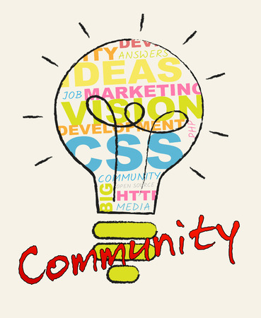Community Lightbulb Words Shows Social Media 3d Illustrationの写真素材
