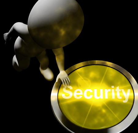 Security Button Showing Privacy Encryptions And Safety 3d Renderingの写真素材