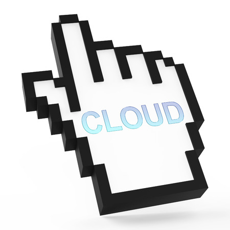 Cloud Hand Pointer Shows Online Storage 3d Renderingの写真素材