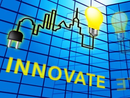 Innovative Word Lightbulb Represents Creative Breakthrough 3d Illustrationの写真素材