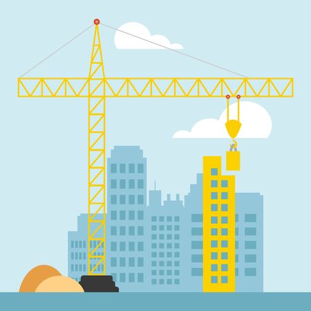 Apartment Construction Crane Shows Building Condos 3d Illustrationの写真素材