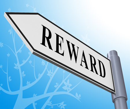 Reward Road Sign Representing Rewards Benefits 3d Illustrationの写真素材