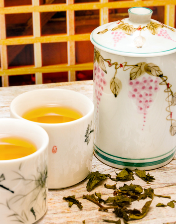 Japanese Green Tea Meaning Break Time And Freshの写真素材