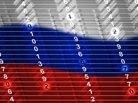 Russia Flag And Digits Showing Hacking 3d Illustration