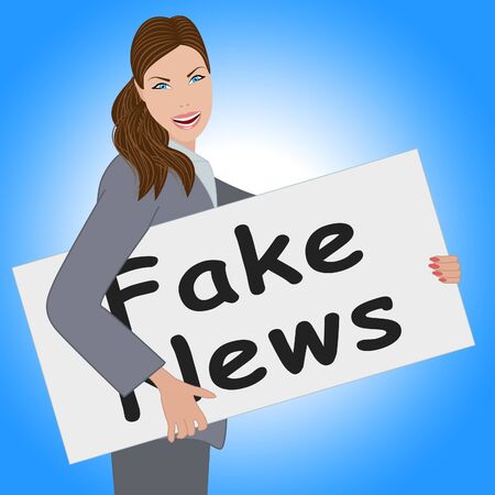 Fake News Card Being Held By Woman 3d Illustrationの写真素材