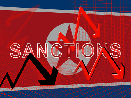 Usa Economic Sanctions Against North Korea 3d Illustration. Administrative Embargo For International Trade Nuclear Violatioの写真素材