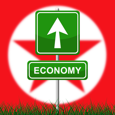 North Korean Economy Failing Market 3d Illustration. Shows Pyongyang Economic Disaster, No Growth, Financial Crisis And Falling Financesの写真素材