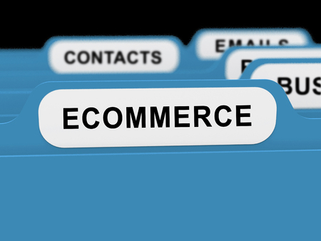 Ecommerce Platform Virtual Marketplace Portal 3d Rendering Shows Using A Virtual E-Store To Showcase Software Or Productsの写真素材