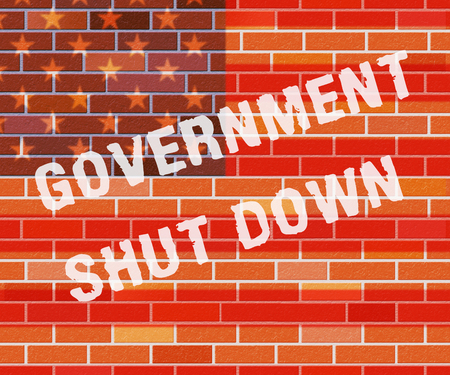 Government Shutdown Wall Means America Closed By Senate Or President. Washington DC Closed United Statesの写真素材
