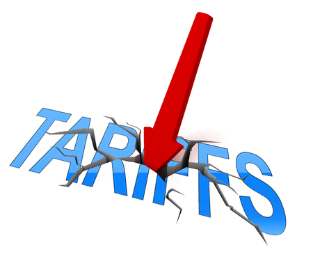 Trade Tariffs On China As Tax And Penalty. Usa Finance Economy Trading Taxation - 3d Illustrationの写真素材