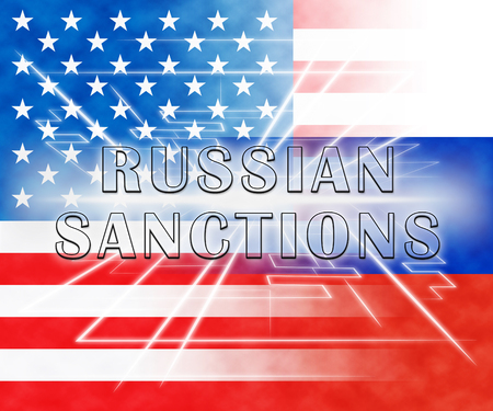 Trump Russia Sanctions Monetary Embargo On Russian Federation. Putin Trade And Bank Accounts Restricted - 3d Illustrationの写真素材