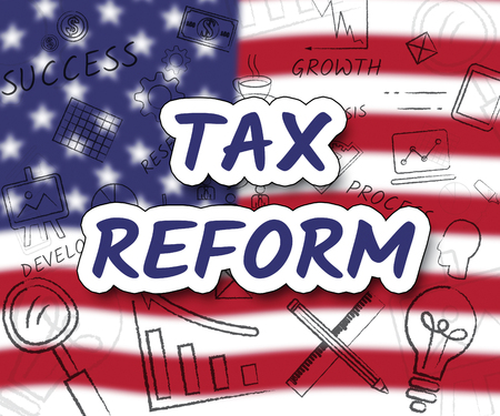 Tax Reform To Change Taxation System In Usa. GOP Or Republican Finance Policy Changed - 3d Illustrationの写真素材