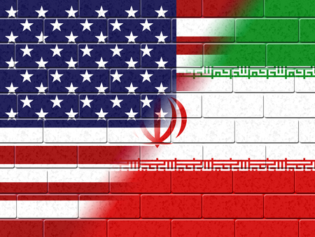 Us Iran Conflict And Sanctions Or Agreement. Trade Deals And Crisis Or Tension - 2d Illustrationの写真素材