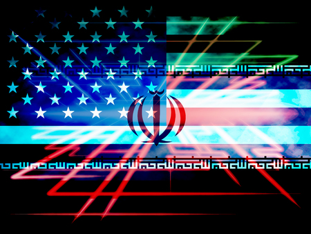 Us Iran Conflict And Sanctions Or Agreement. Trade Deals And Crisis Or Tension - 2d Illustration