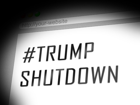 Washington, DC - January 2019: Trump Shutdown Hashtag Means American Government Closed And Employees...