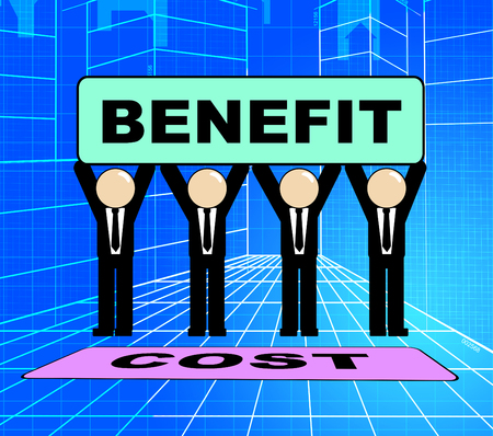 Benefit Versus Cost Sign Means Value Gained Over Money Spent. Calculation Is Earnings Vs Expense - 3d Illustrationの写真素材