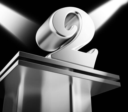 Second place award means runner up in competition. Silver medal and top ranking - 3d illustrationの写真素材
