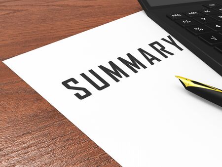 Executive Summary Report Icon Showing Short Condensed Report Roundup 3d Illustration. Summing Up Information Or Analysisの写真素材