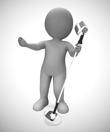 Singer singing songs with a microphone at a concert. The lead recording artist and vocalizer - 3d illustrationの写真素材