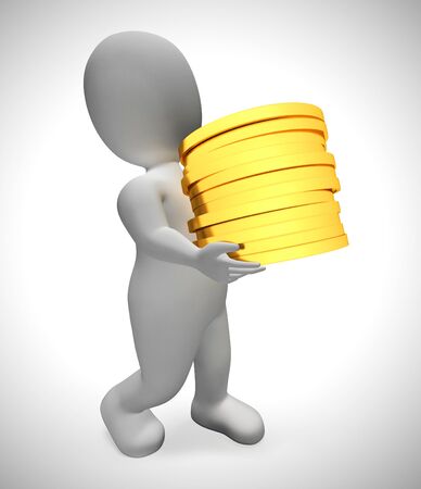Gold coins in a stack depict wealth and ready money. A reserved fund of cash and income - 3d illustrationの写真素材