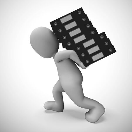 Files of folders concept icon shows data records for filing and record keeping. Information to organise and archive - 3d illustrationの写真素材