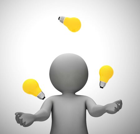 Ideas and inspiration concept depicted by a light bulb. Brainstorming business thoughts and plans - 3d illustrationの写真素材