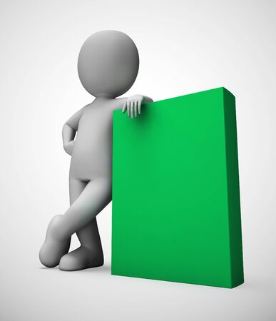 Reading a book character represents education, literacy and gaining knowledge. A bookworm after development and wisdom - 3d illustrationの写真素材